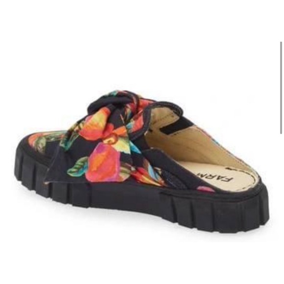 New! Farm Rio Rio Black Cashew Women's Mule Sneaker With Bow Size 8.5 $160 - Picture 2 of 6